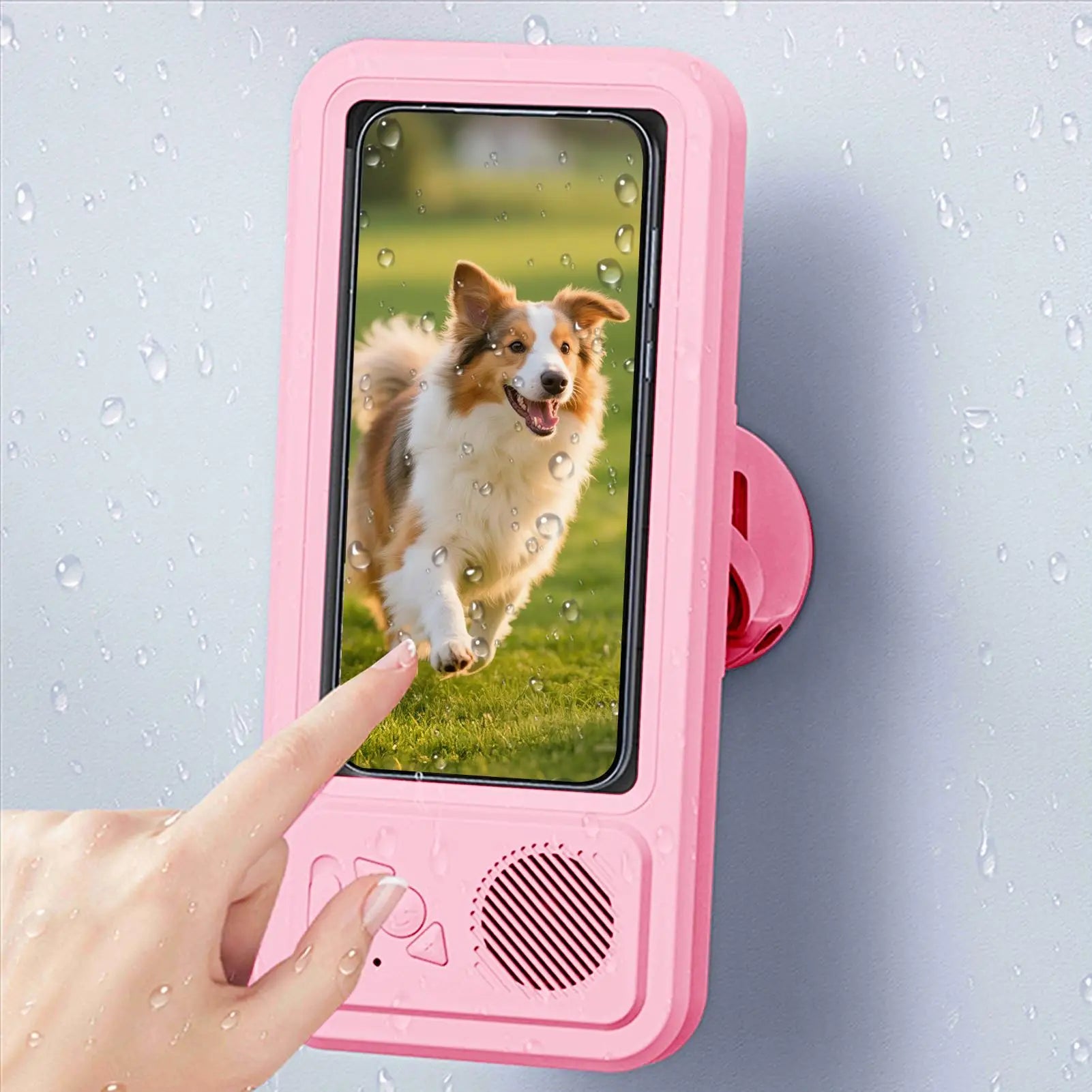 AquaVibe Waterproof Shower Phone Holder & Bluetooth Speaker — Enjoy Music, Videos & Hands-Free Viewing Anywhere
