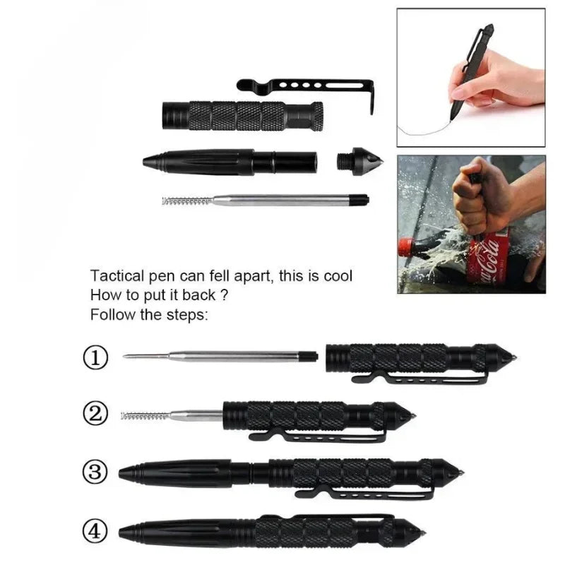 4-in-1 EDC Tactical Pen with Glass Breaker & Self-Defense Tip